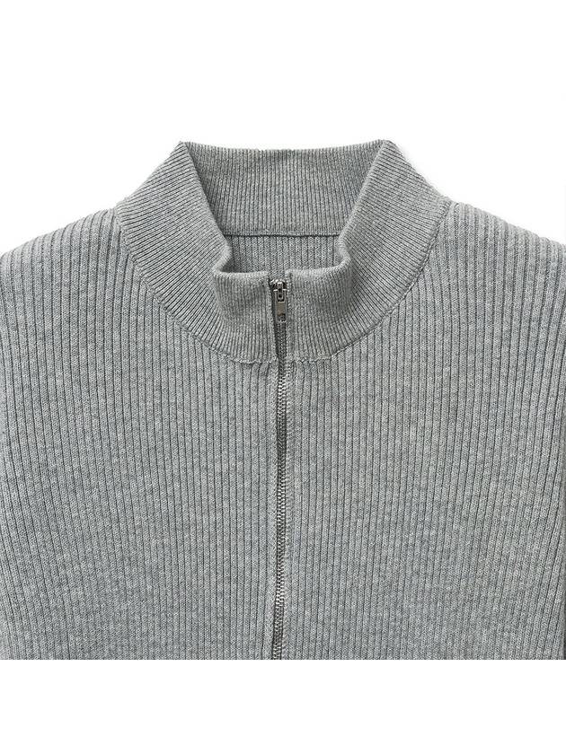 Cotton Zip-Up Knit Top Grey - NOIRER FOR WOMEN - BALAAN 5