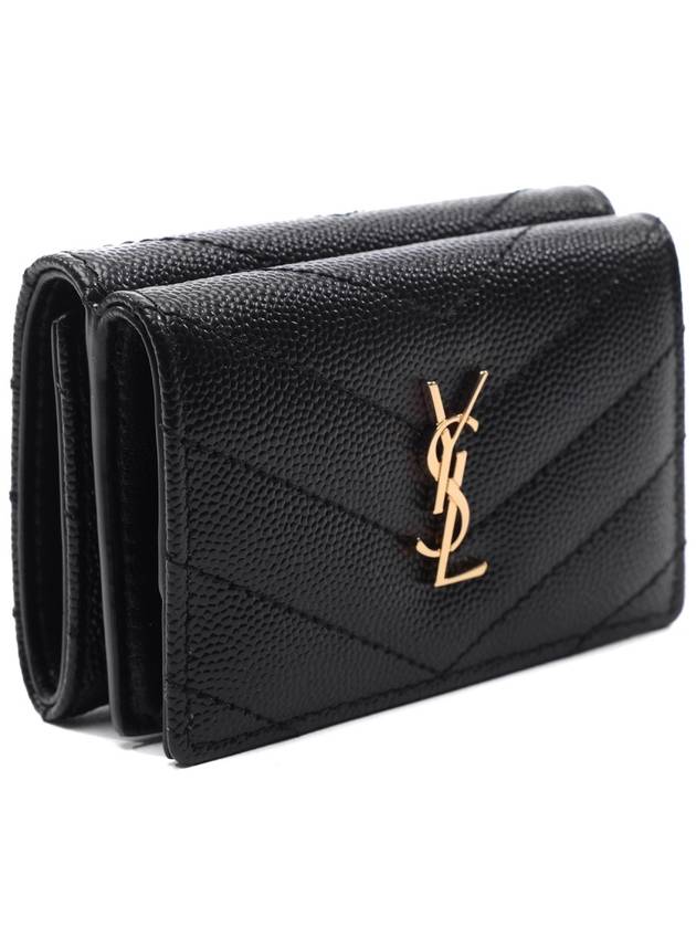 Monogram Quilted Mini Half Wallet Black - SAINT LAURENT - BALAAN 4