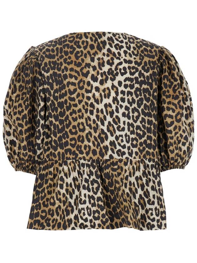 Women's Leopard Print Peplum Blouse - GANNI - BALAAN 3