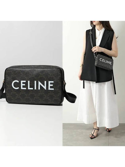 Triomphe Canvas Medium Messenger Bag Black - CELINE - BALAAN 2