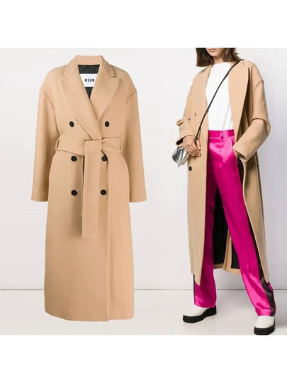 Belt Long Double Coat Beige - MSGM - BALAAN 2