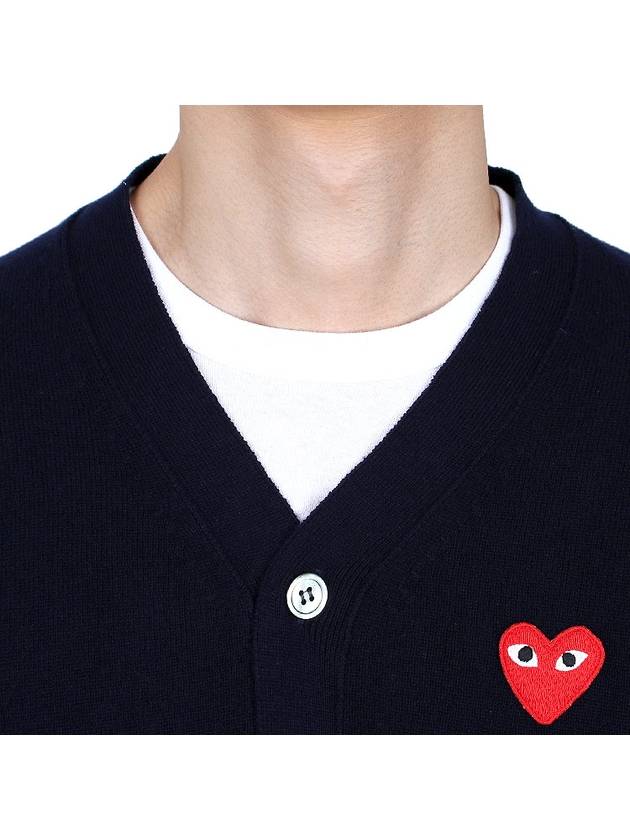 Play Red Waffen V-neck Cardigan Navy - COMME DES GARCONS - BALAAN 8