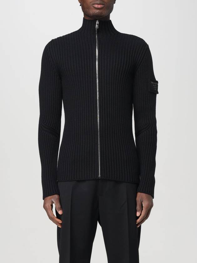 knit zip up jacket black - PRADA - BALAAN 2