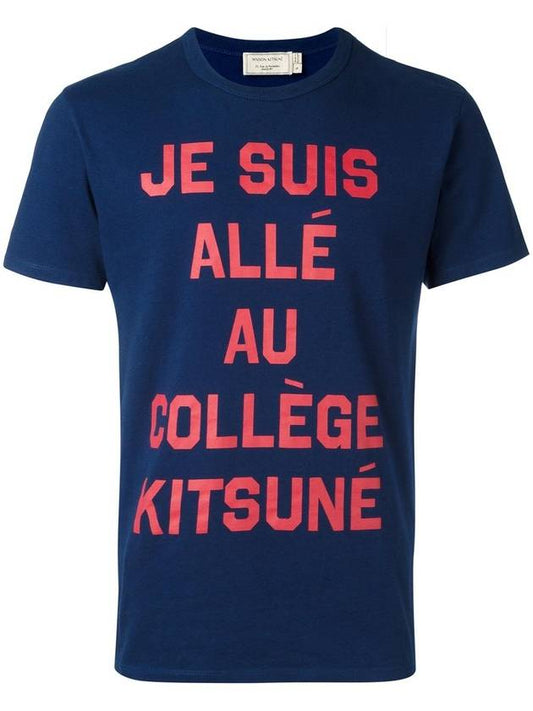 Maison Kitsune JE SUIS ALLE Print TShirt Navy SS17M710 - MAISON KITSUNE - BALAAN 1