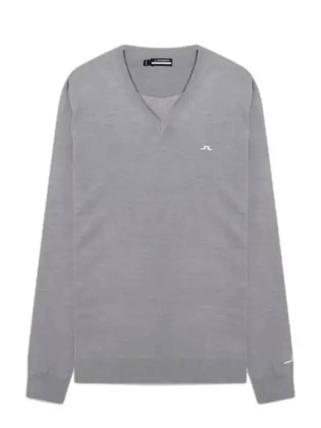 Men's Lehman V-Neck Golf Sweater Gray - J.LINDEBERG - BALAAN 1