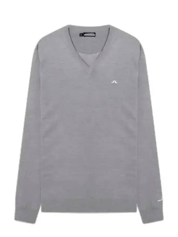 Men's Lehman V-Neck Golf Sweater Gray - J.LINDEBERG - BALAAN 1