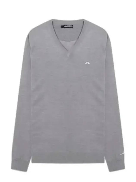 Men's Lehman V-Neck Golf Sweater Gray - J.LINDEBERG - BALAAN 1