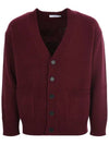 22FW JM00545KT1010 WINE LEES Back Logo Wool Cardigan - MAISON KITSUNE - BALAAN 2