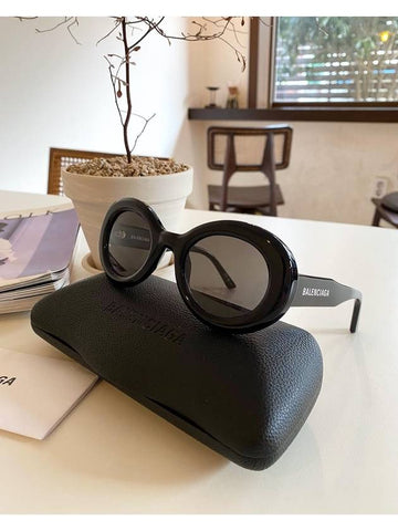 Round frame acetate sunglasses black P00750672 - BALENCIAGA - BALAAN 1