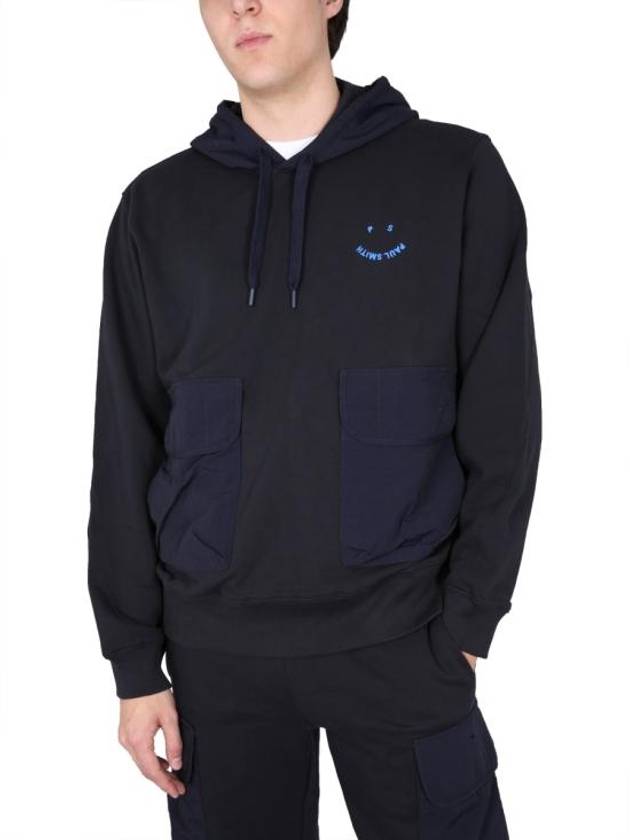 PS Happy Contrast Nylon Hoodie Navy - PAUL SMITH - BALAAN 5