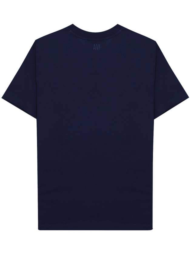 Small Heart Logo Short Sleeve T-Shirt Navy - AMI - BALAAN 3