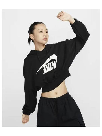 Sportswear Oversized Fleece Clop Pullover Hoodie W Black FV7778 010 - NIKE - BALAAN 1