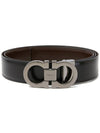 Double Gancini Reversible Leather Belt Black Auburn - SALVATORE FERRAGAMO - BALAAN 2