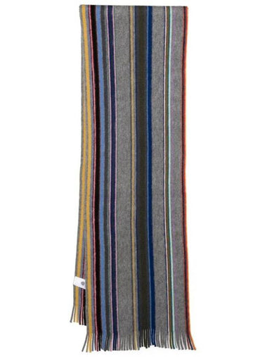 Signature Stripe Cashmere Scarf Grey - PAUL SMITH - BALAAN 1