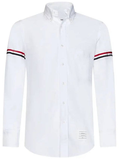 Men's Poplin Grosgrain Armband Classic Long Sleeve Shirt White - THOM BROWNE - BALAAN 2