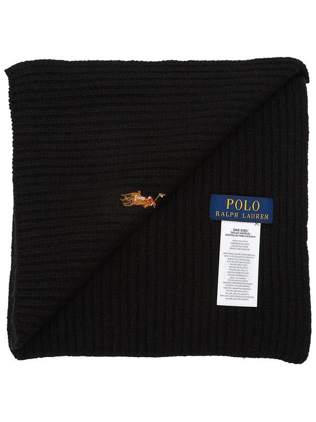 Polo Pony Knit Scarf Black - POLO RALPH LAUREN - BALAAN 4