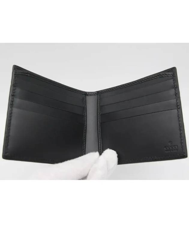 GG Signature Web Leather Half Wallet Black - GUCCI - BALAAN 4