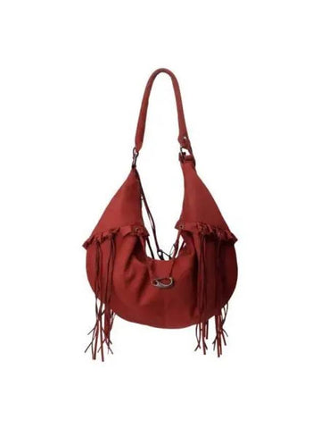 Fox Suede String Hobo Bag Brick Red - SCULPTOR - BALAAN 1