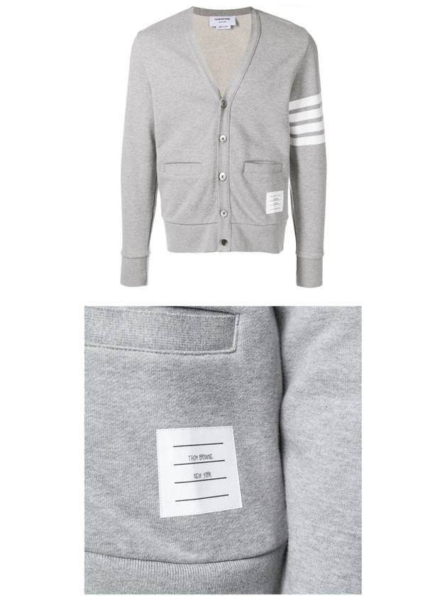 Classic V-Neck 4 Bar Stripe Cardigan Light Grey - THOM BROWNE - BALAAN 5