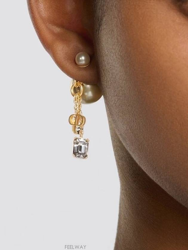 Dior Tribales Earrings Gold Finish Metal White Le - DIOR - BALAAN 3