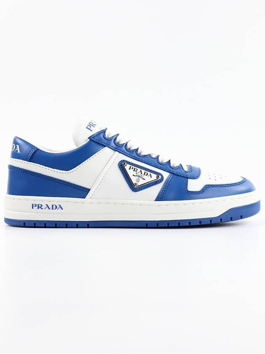 Downtown Perforated Leather Low Top Sneakers Blue White - PRADA - BALAAN 2