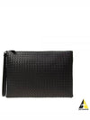 Intrecciato Strap Clutch Bag Black - BOTTEGA VENETA - BALAAN 2