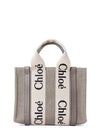 Woody Small Canvas Tote Bag Musk Grey - CHLOE - BALAAN 3