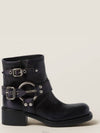 Vintage Look Leather Middle Boots Black - MIU MIU - BALAAN 2