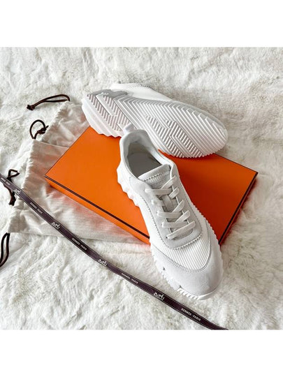 Bouncing Sneakers Mesh Suede Goatskin Blanc - HERMES - BALAAN 2