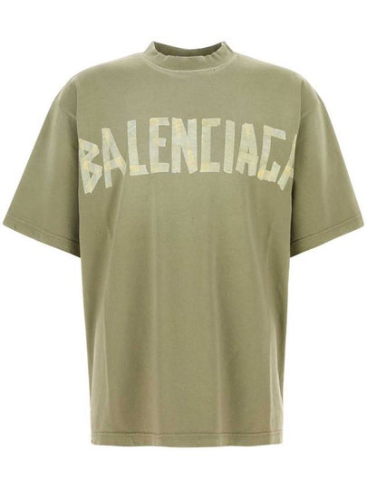 Tape Type Logo Medium Fit Short Sleeve T-Shirt Green - BALENCIAGA - BALAAN 2