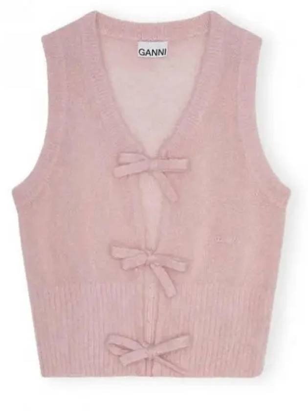 Tie String Light Mohair Vest Pink - GANNI - BALAAN 2