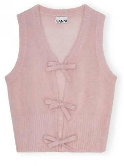 Tie String Light Mohair Vest Pink - GANNI - BALAAN 2