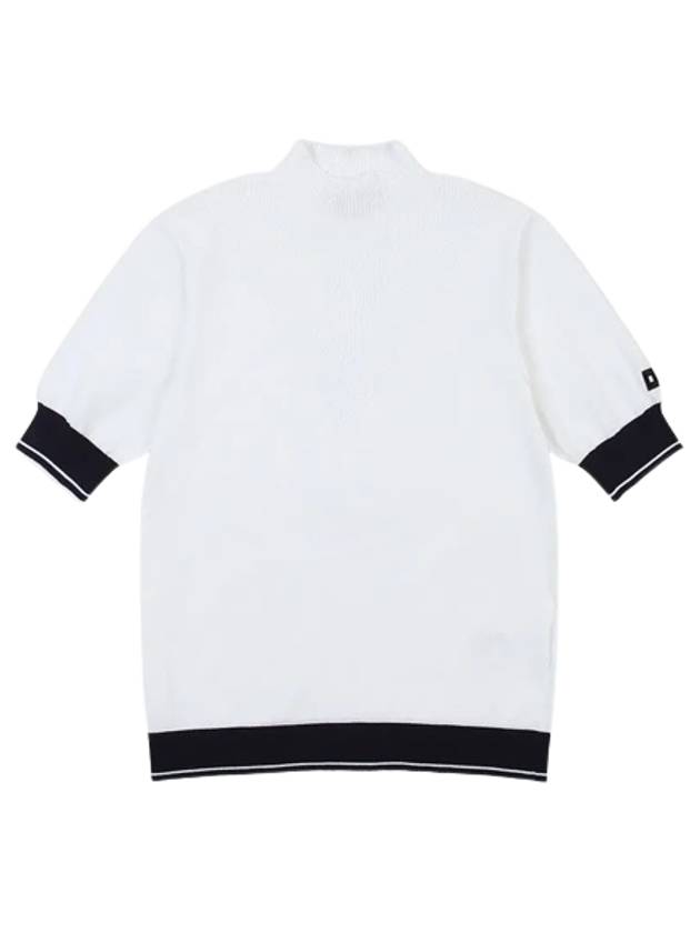 Golfwear High Neck Knit Short Sleeve T-Shirt White Black - ONOFF - BALAAN 1