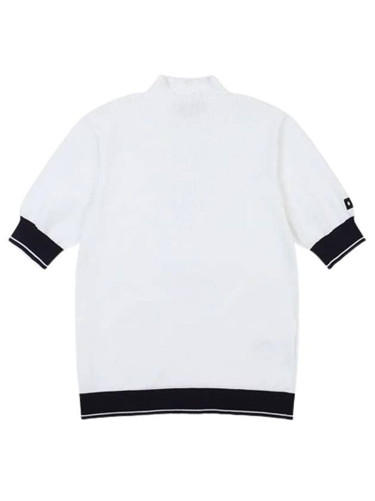 Golfwear High Neck Knit Short Sleeve T-Shirt White Black - ONOFF - BALAAN 1