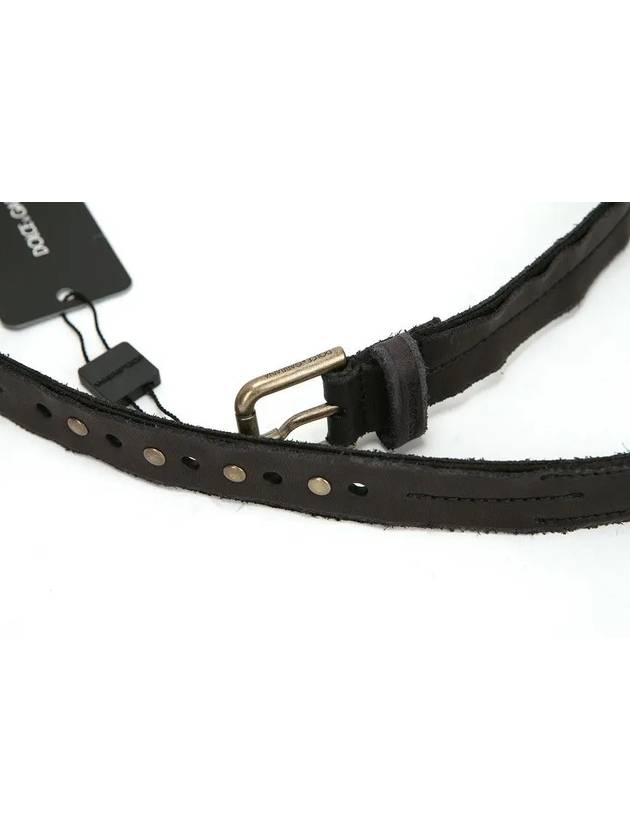 Antique Buckle Stud Leather Belt Black - DOLCE&GABBANA - BALAAN 3