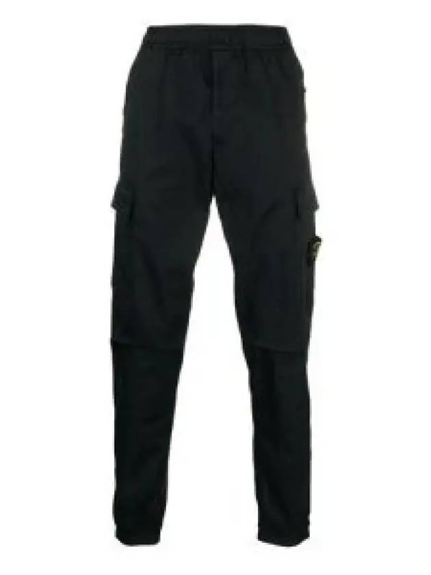 Garment Dyed Cotton Wool Satin Cargo Track Pants Black - STONE ISLAND - BALAAN 2