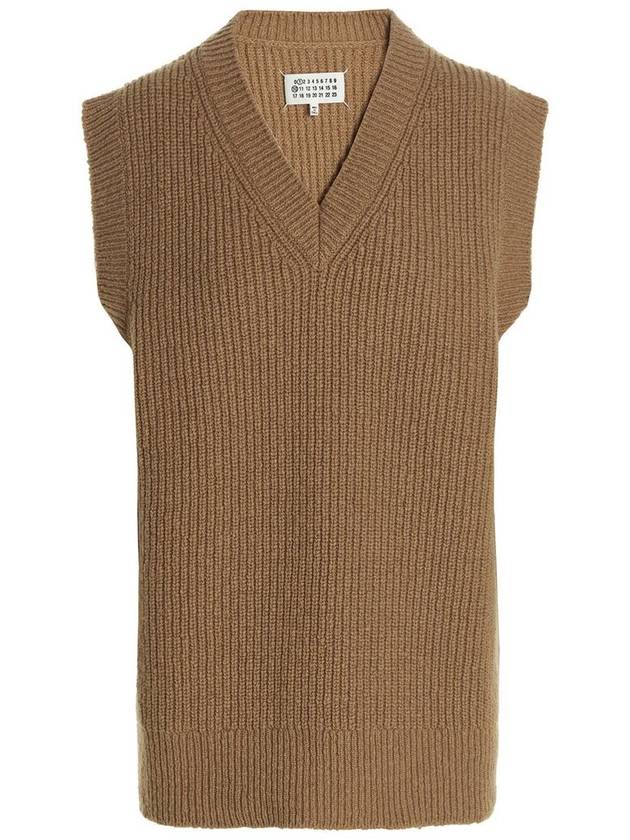 Women's V-neck Vest Beige - MAISON MARGIELA - BALAAN 2