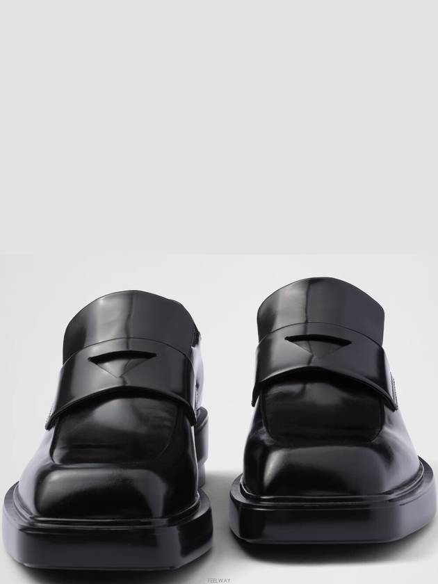 Square Toe Leather Loafers Black - PRADA - BALAAN 5