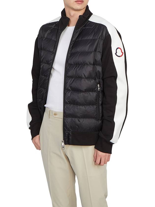 Logo Patch Nylon Padded Cardigan Black - MONCLER - BALAAN 7