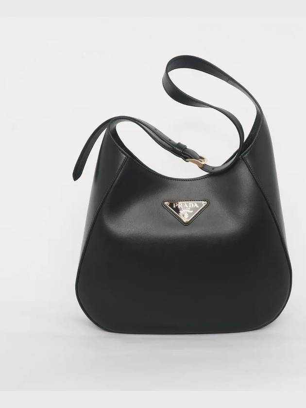 Triangle Logo Leather Shoulder Bag Black - PRADA - BALAAN 2