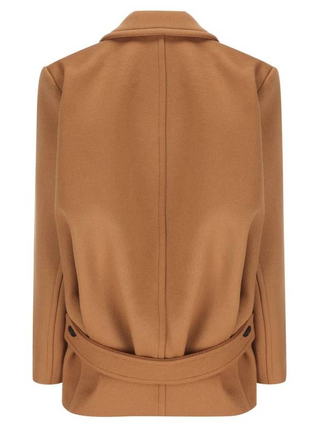 Short Wool Single Coat Camel - SAINT LAURENT - BALAAN 3