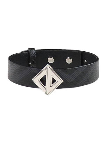 CD Diamond Canvas Silver Finish Brass Bracelet Black - DIOR - BALAAN 1