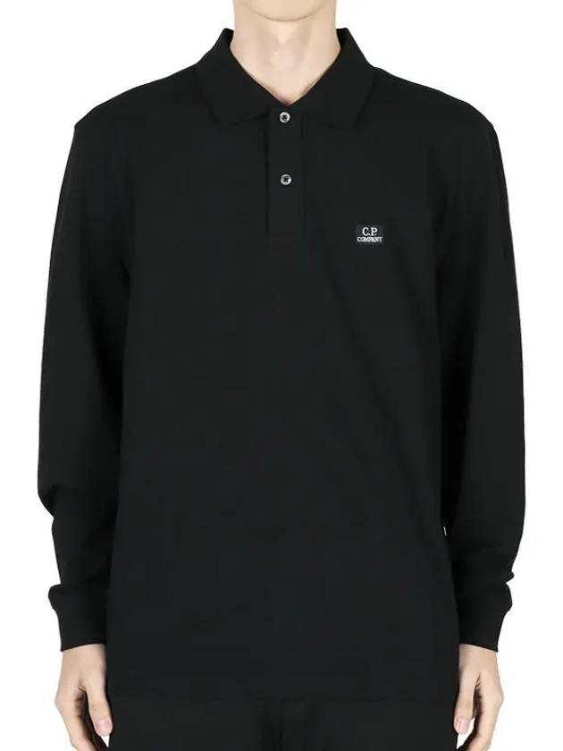 Logo Cotton Long Sleeve Polo Shirt Black - CP COMPANY - BALAAN 2