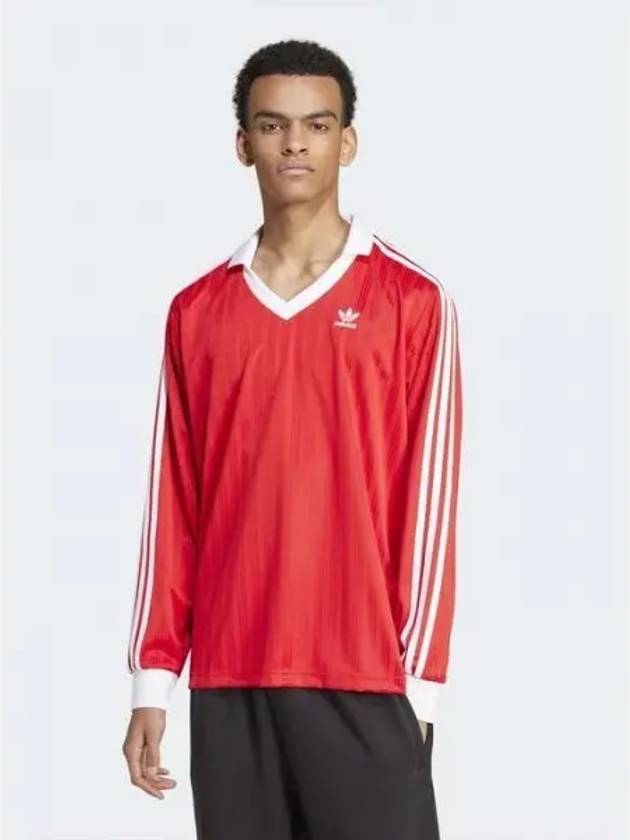 Adicolor Pique Football Long Sleeve T-Shirt Red - ADIDAS - BALAAN 2