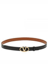 V Bold Edition Leather Belt Brown Black - VALENTINO - BALAAN 2