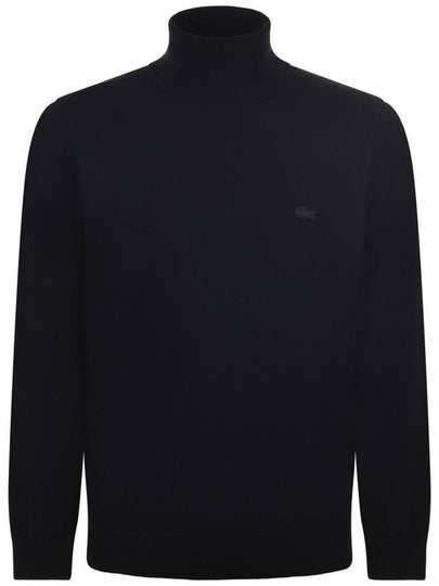 Logo Patch Merino Wool Turtleneck Black - LACOSTE - BALAAN 2