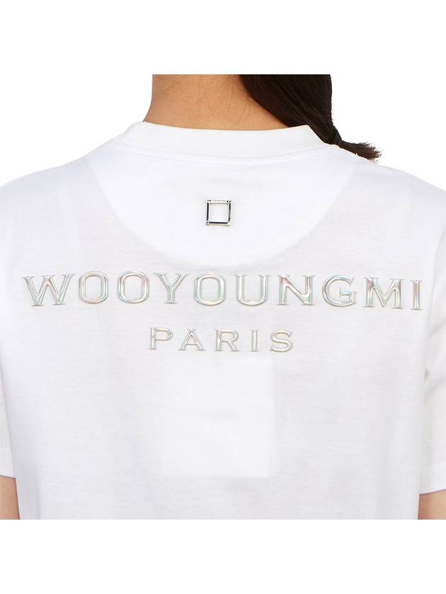 Women's Embossed Back Logo Cotton Short Sleeve T-Shirt White - WOOYOUNGMI - BALAAN 9