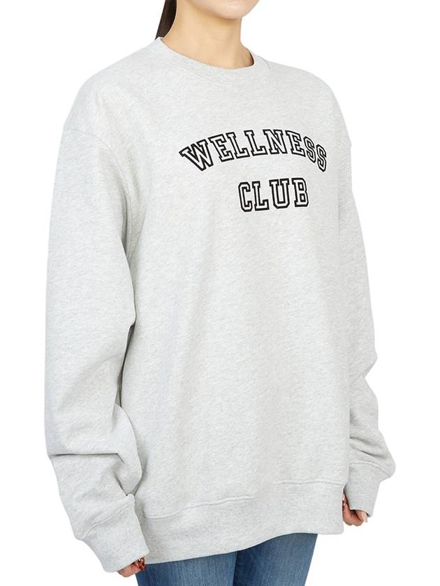 Wellness Club Flock Crew Neck Cotton Sweatshirt Light Grey - SPORTY & RICH - BALAAN 4