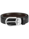 Horseshoe Buckle Reversible Leather Belt Black Brown - MONTBLANC - BALAAN 4