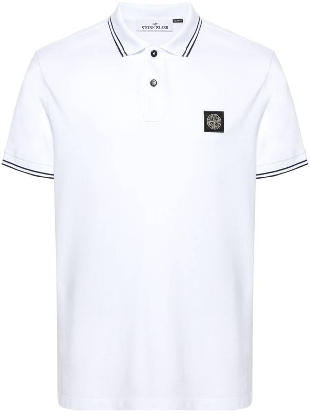 Logo Patch Polo Shirt White - STONE ISLAND - BALAAN 2